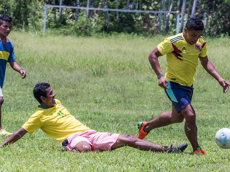 soccer game on natural turf